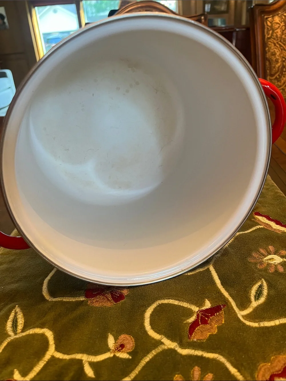 Sam Lebowitz Design for copco Red Enamel Stockpot with White Stripe Accent